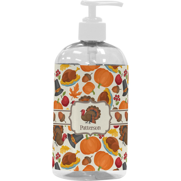 Custom Traditional Thanksgiving Plastic Soap / Lotion Dispenser (16 oz - Large - White) (Personalized)