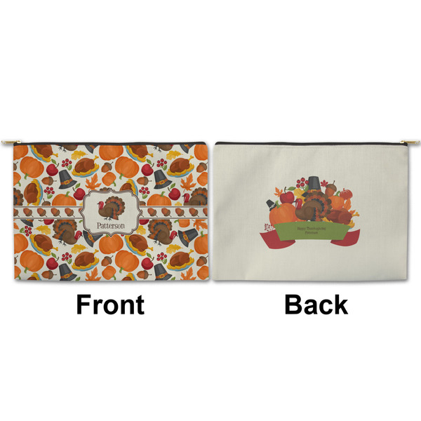 Traditional Thanksgiving Large Zipper Pouch Approval (Front and Back)