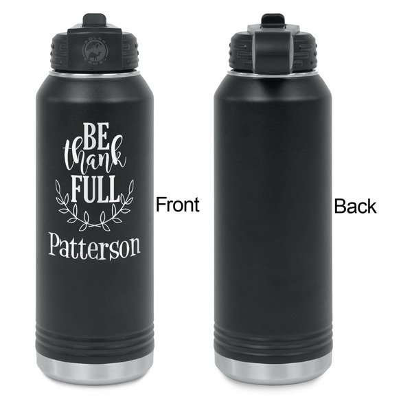 Traditional Thanksgiving Laser Engraved Water Bottles - Front Engraving - Front & Back View