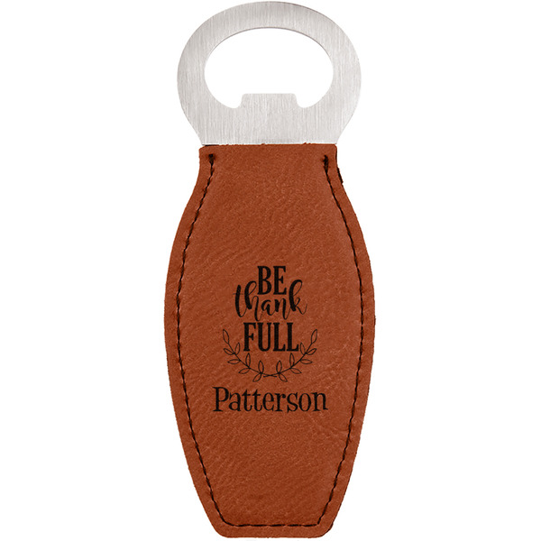 Custom Traditional Thanksgiving Leatherette Bottle Opener - Double Sided (Personalized)