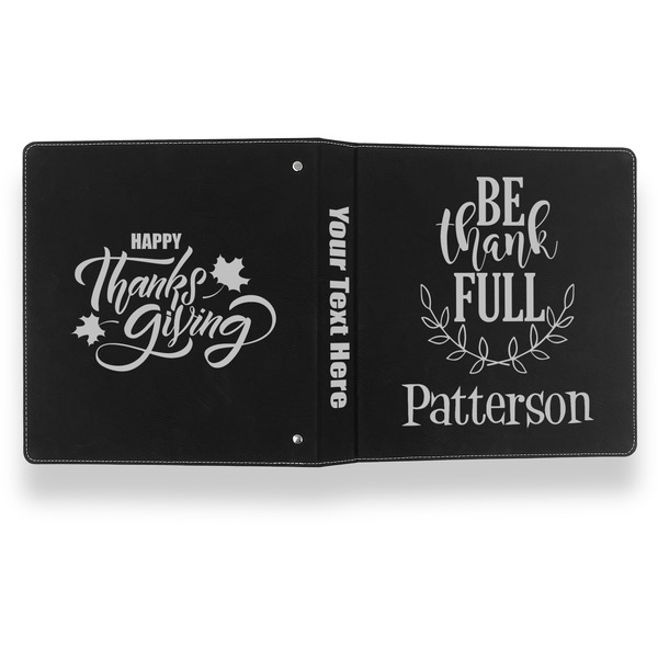 Traditional Thanksgiving Leather Binder - 1" - Black- Back Spine Front View