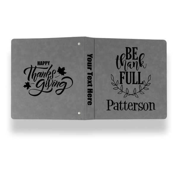 Traditional Thanksgiving Leather Binder - 1" - Grey - Back Spine Front View
