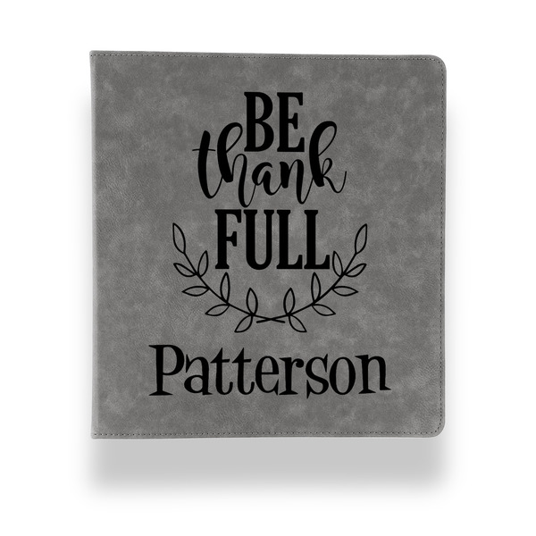Custom Traditional Thanksgiving Leather Binder - 1" - Grey (Personalized)
