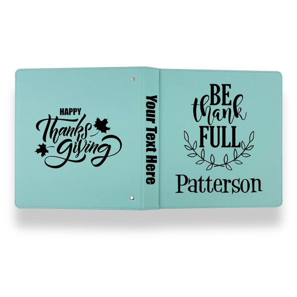 Traditional Thanksgiving Leather Binder - 1" - Teal - Back Spine Front View