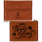 Traditional Thanksgiving Leather Business Card Holder - Front Back