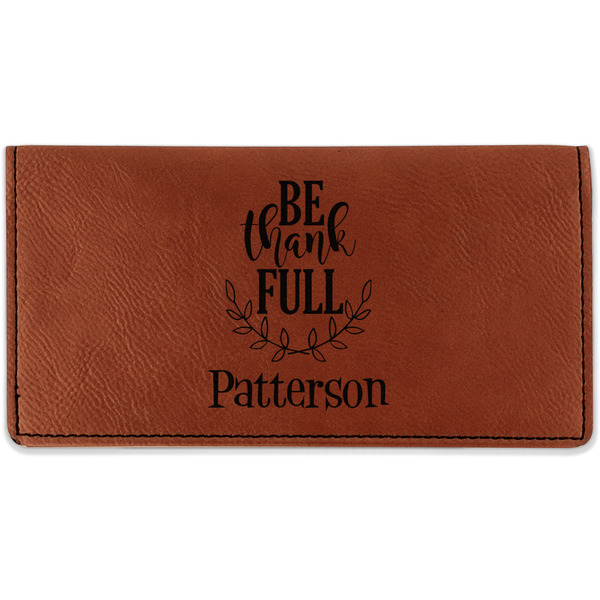 Custom Traditional Thanksgiving Leatherette Checkbook Holder - Single Sided (Personalized)