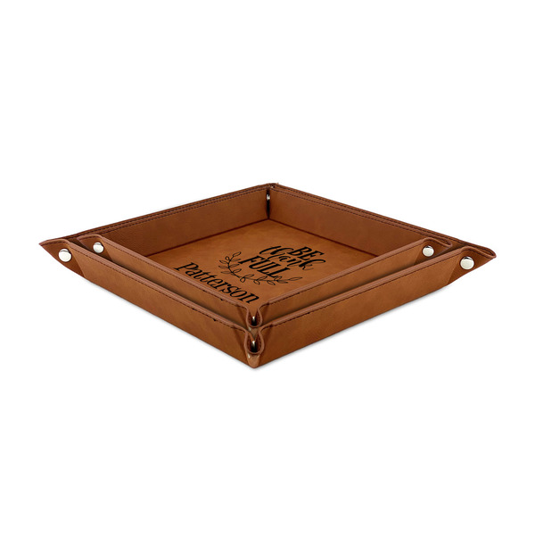 Traditional Thanksgiving Leather Valet Trays - TRAYS STACKED (both trays)