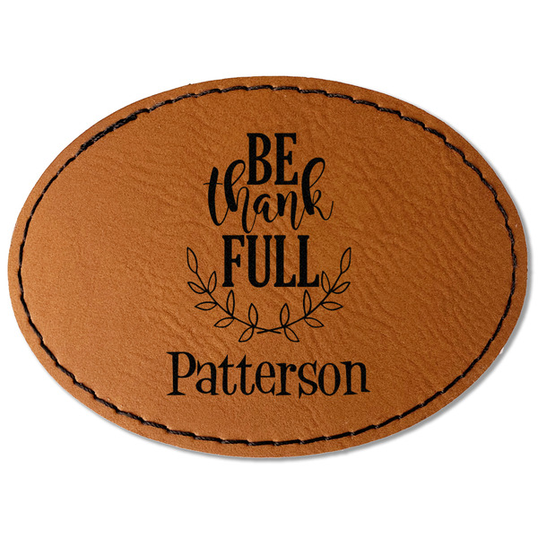 Custom Traditional Thanksgiving Faux Leather Iron On Patch - Oval (Personalized)