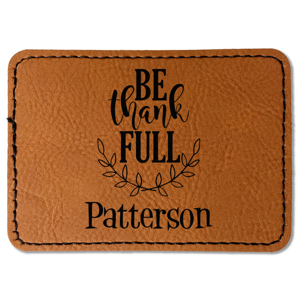 Custom Traditional Thanksgiving Faux Leather Iron On Patch - Rectangle (Personalized)