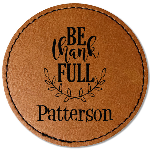 Custom Traditional Thanksgiving Faux Leather Iron On Patch - Round (Personalized)