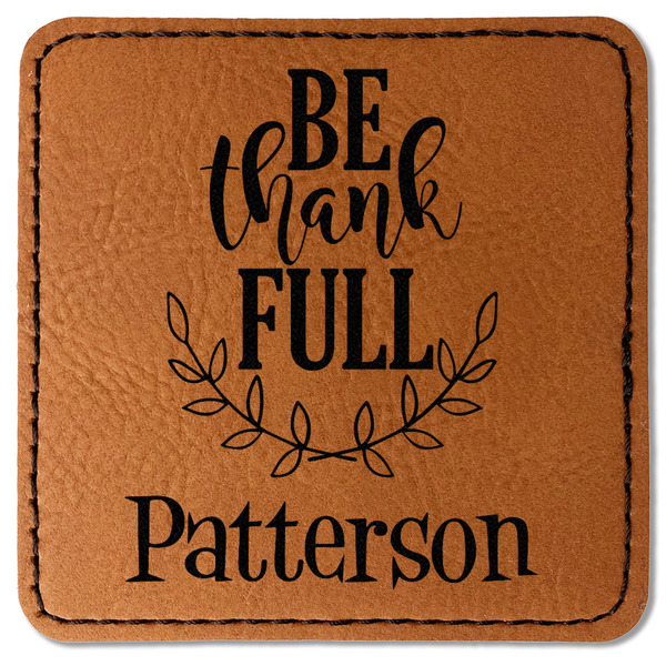 Custom Traditional Thanksgiving Faux Leather Iron On Patch - Square (Personalized)
