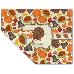 Traditional Thanksgiving Double-Sided Linen Placemat - Single w/ Name or Text