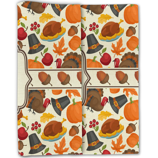 Traditional Thanksgiving Linen Placemat - Folded Half (double sided)