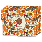 Traditional Thanksgiving Double-Sided Linen Placemat - Set of 4 w/ Name or Text