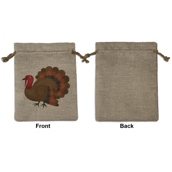 Traditional Thanksgiving Medium Burlap Gift Bag - Front Approval