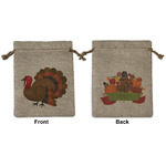 Traditional Thanksgiving Medium Burlap Gift Bag - Front & Back (Personalized)