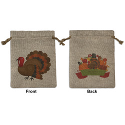 Traditional Thanksgiving Medium Burlap Gift Bag - Front & Back (Personalized)