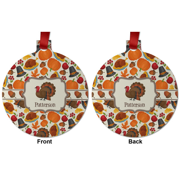Traditional Thanksgiving Metal Ball Ornament - Front and Back