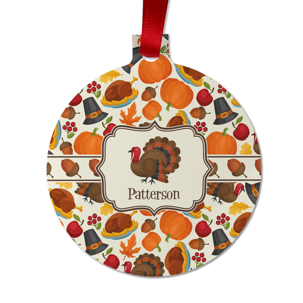 Custom Traditional Thanksgiving Metal Ball Ornament - Double Sided w/ Name or Text