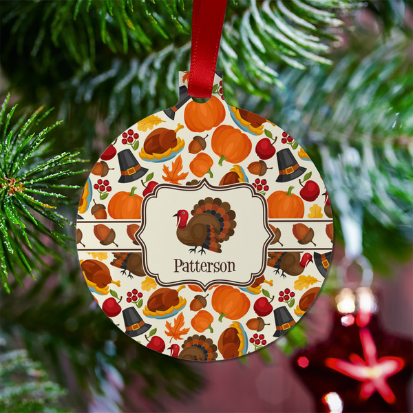 Traditional Thanksgiving Metal Ball Ornament - Lifestyle
