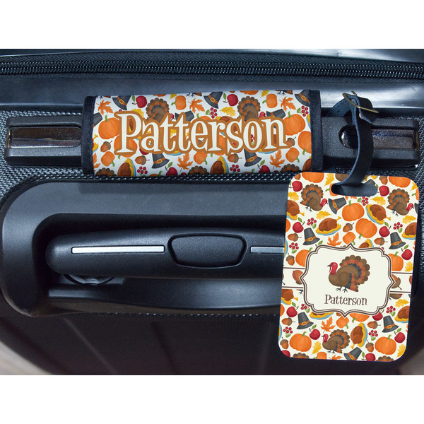 Traditional Thanksgiving Metal Luggage Tag & Handle Wrap - In Context