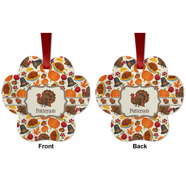 Traditional Thanksgiving Metal Paw Ornament - Front and Back