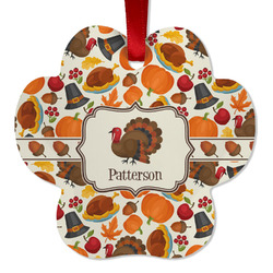 Traditional Thanksgiving Metal Paw Ornament - Double Sided w/ Name or Text