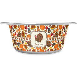 Traditional Thanksgiving Stainless Steel Dog Bowl - Medium (Personalized)