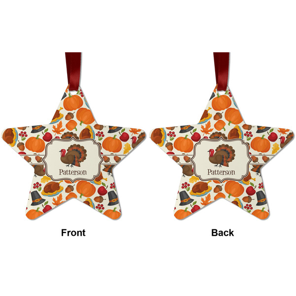 Traditional Thanksgiving Metal Star Ornament - Front and Back