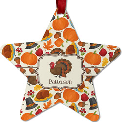 Traditional Thanksgiving Metal Star Ornament - Double Sided w/ Name or Text