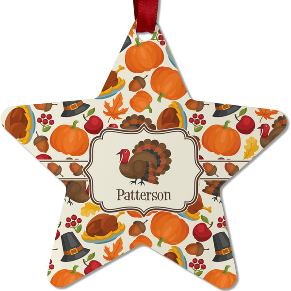 Custom Traditional Thanksgiving Metal Star Ornament - Double Sided w/ Name or Text