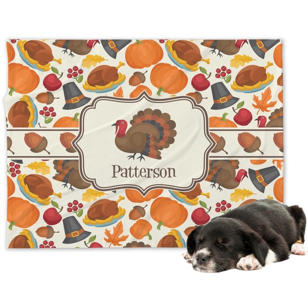 Custom Traditional Thanksgiving Dog Blanket - Large (Personalized)
