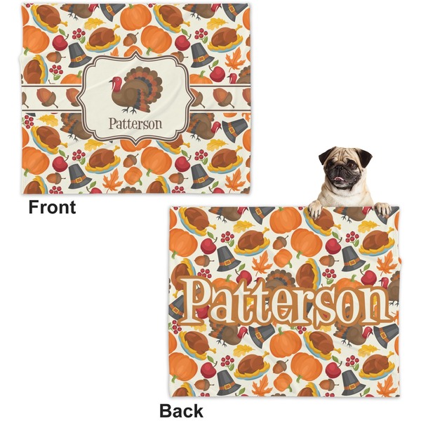 Traditional Thanksgiving Microfleece Dog Blanket - Large- Front & Back