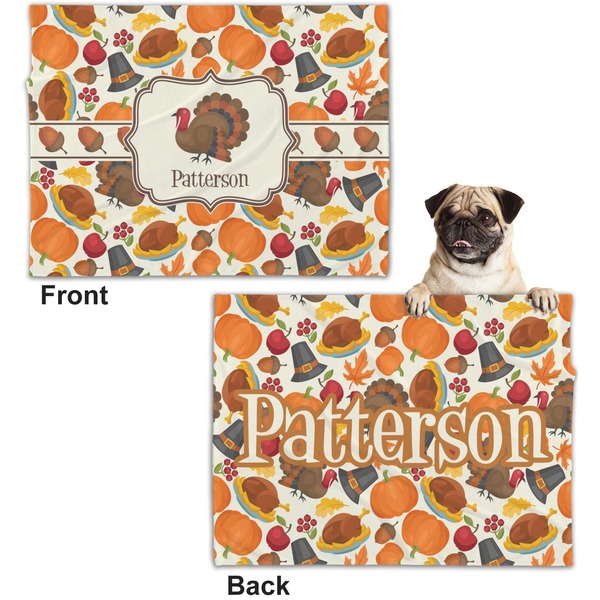 Traditional Thanksgiving Microfleece Dog Blanket - Regular - Front & Back