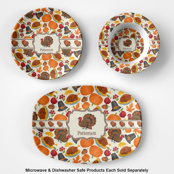 Traditional Thanksgiving Microwave & Dishwasher Safe CP Plastic Dishware - Group