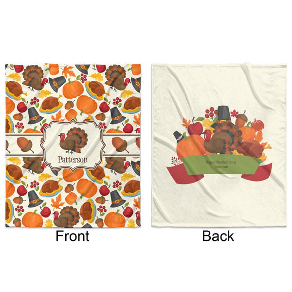 Traditional Thanksgiving Minky Blanket - 50"x60" - Double Sided - Front & Back