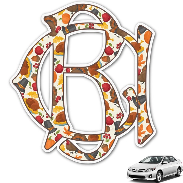 Custom Traditional Thanksgiving Monogram Car Decal (Personalized)