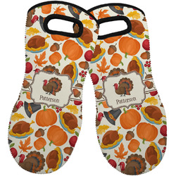 Traditional Thanksgiving Neoprene Oven Mitts - Set of 2 w/ Name or Text