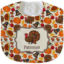Traditional Thanksgiving Velour Baby Bib w/ Name or Text