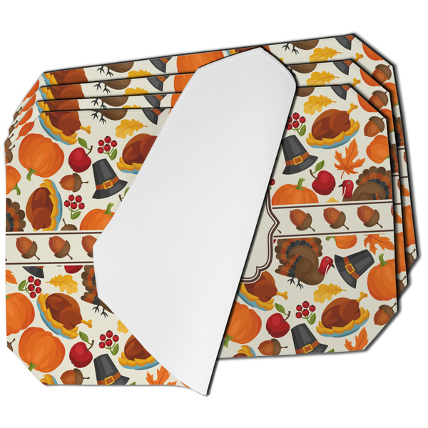 Custom Traditional Thanksgiving Dining Table Mat - Octagon - Set of 4 (Single-Sided) w/ Name or Text