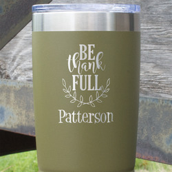 Traditional Thanksgiving 20 oz Stainless Steel Tumbler - Olive - Single Sided (Personalized)