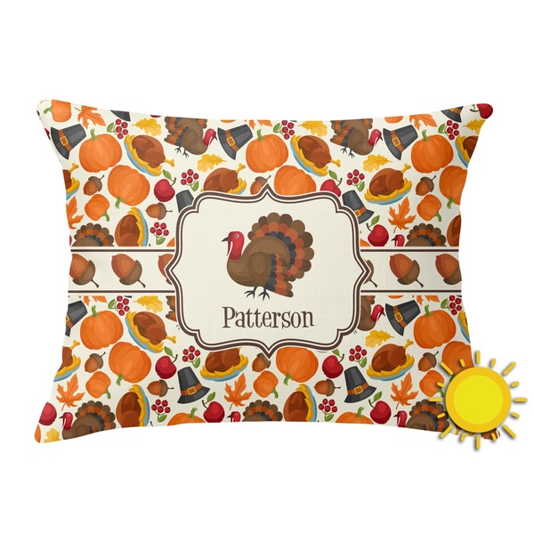 Custom Traditional Thanksgiving Outdoor Throw Pillow (Rectangular) (Personalized)