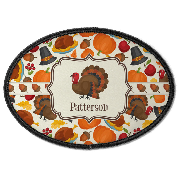 Custom Traditional Thanksgiving Iron On Oval Patch w/ Name or Text