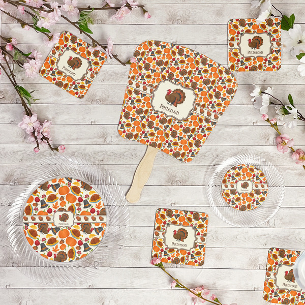 Traditional Thanksgiving Party Supplies Combination Image - All items - Plates, Coasters, Fans