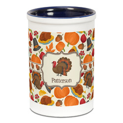 Traditional Thanksgiving Ceramic Pencil Holders - Blue