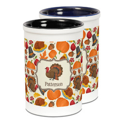 Traditional Thanksgiving Ceramic Pencil Holder - Large