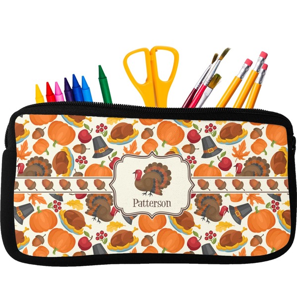 Custom Traditional Thanksgiving Neoprene Pencil Case - Small w/ Name or Text