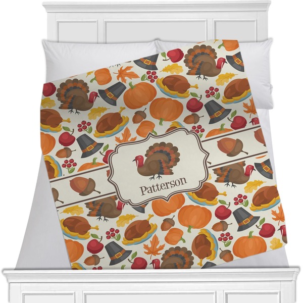 Custom Traditional Thanksgiving Minky Blanket - Twin / Full - 80"x60" - Double Sided (Personalized)