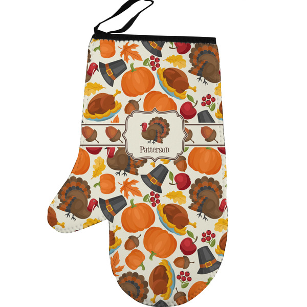 Custom Traditional Thanksgiving Left Oven Mitt (Personalized)