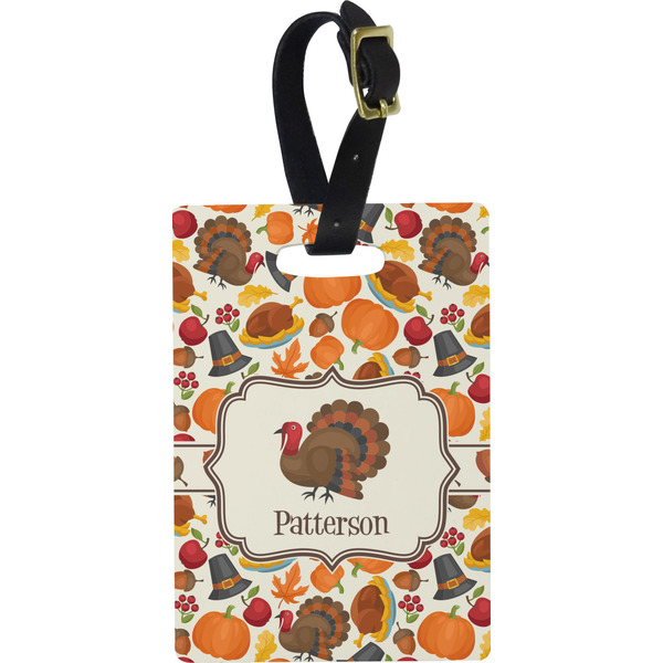 Custom Traditional Thanksgiving Plastic Luggage Tag - Rectangular w/ Name or Text
